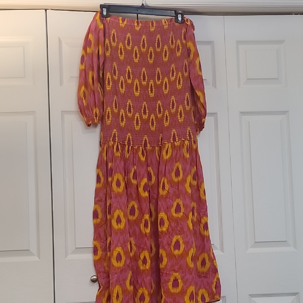 Zara Smocked Off Shoulder Maxi Dress Size L